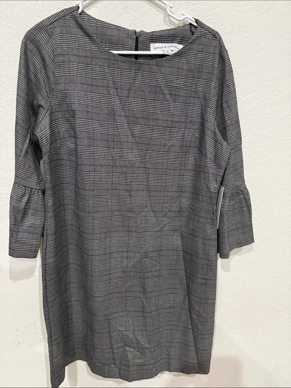 Emma & Michele Black and Gray Plaid Midi Shift Dress